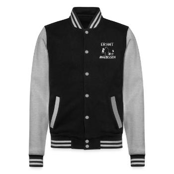 Hen Announce Engagement He Took The Bait - College Sweat Jacket - black/heather grey - Front - Nik (191cm) & Marisol (170cm)