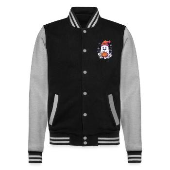 Halloween Ghost Gift Women Men Kids Decoration - College Sweat Jacket - black/heather grey - Front - Nik (191cm) & Marisol (170cm)