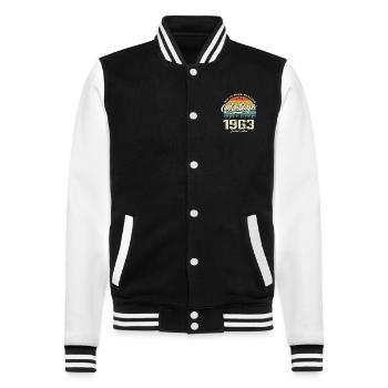 Vintage 1963 Retro Style Anniversary Gift 1963 - College Sweat Jacket - black/white - Front - Nik (191cm) & Marisol (170cm)