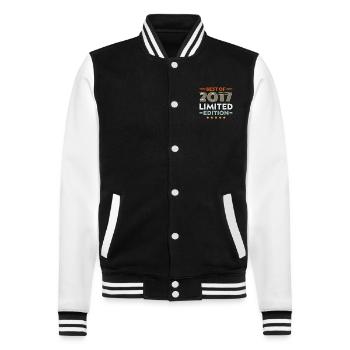 Retro 2017 Vintage Cadeau 7e Anniversaire 7 Ans - Veste Teddy - noir/blanc - Devant - Nik (191cm) & Marisol (170cm)
