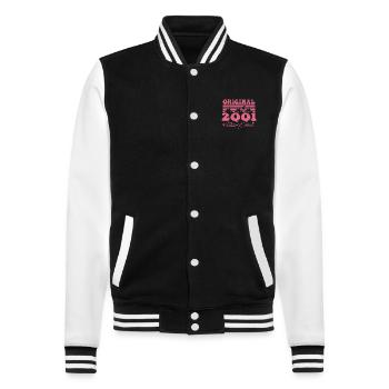 Cadeau 23e Anniversaire 2001 Femme | Né en 2001 - Veste Teddy - noir/blanc - Devant - Nik (191cm) & Marisol (170cm)