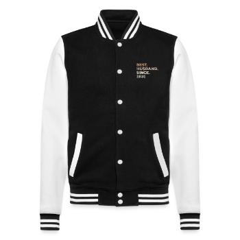 Geburtstagsgeschenk für den besten Ehemann seit 1931 - College-Sweatjacke - Schwarz/Weiß - Vorne - Nik (191cm) & Marisol (170cm)