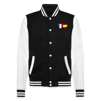 France Spain Flag Hands Heart Shape - College Sweat Jacket - black/white - Front - Nik (191cm) & Marisol (170cm)