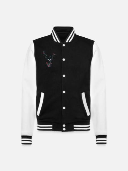 Birds And Magnolia II - College Sweat Jacket - black/white