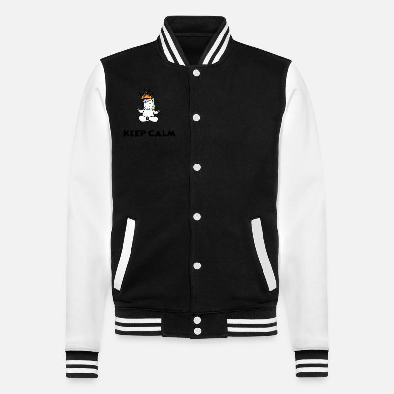 keep calm Einhorn - College-Sweatjacke - Schwarz/Weiß