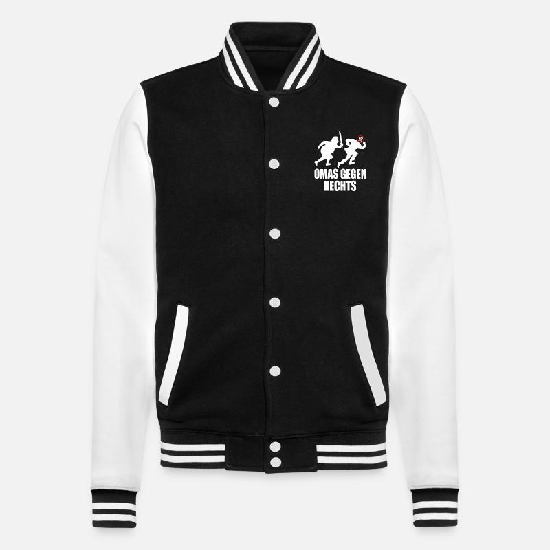 Omas gegen rechts - College-Sweatjacke - Schwarz/Weiß