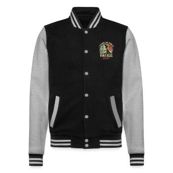 Die Legenden wurden 2021 geboren - 3. Jubiläum - College-Sweatjacke - Schwarz/Grau meliert - Vorne - Nik (191cm) & Marisol (170cm)