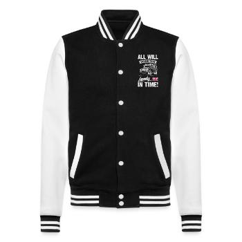 All Will Understand Landy In Time - College Sweat Jacket - black/white - Front - Nik (191cm) & Marisol (170cm)