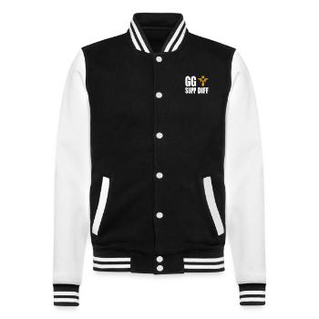 GG Supp Diff Gamer Gaming - College-Sweatjacke - Schwarz/Weiß - Vorne - Nik (191cm) & Marisol (170cm)