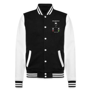 Mein Weinglas ruft an - ich muss los - Spruch - College-Sweatjacke - Schwarz/Weiß - Vorne - Nik (191cm) & Marisol (170cm)