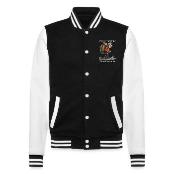 Wer sich beschwert, trägt selbst die Last - College-Sweatjacke - Schwarz/Weiß - Vorne - Nik (191cm) & Marisol (170cm)