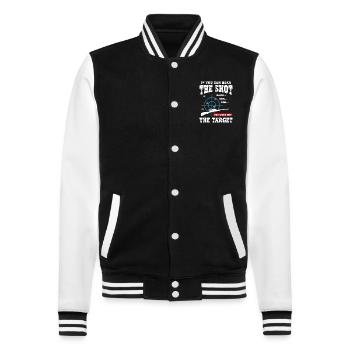 You Were Not The Target - Sniper - College Sweat Jacket - black/white - Front - Nik (191cm) & Marisol (170cm)