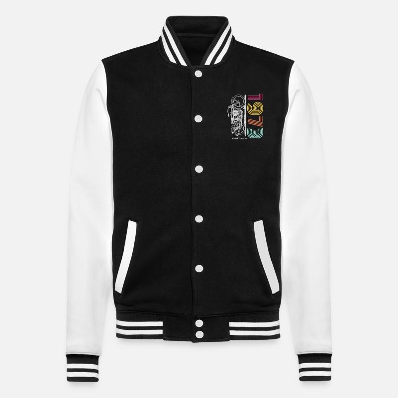 Oldtimer-Motorrad - College-Sweatjacke - Schwarz/Weiß
