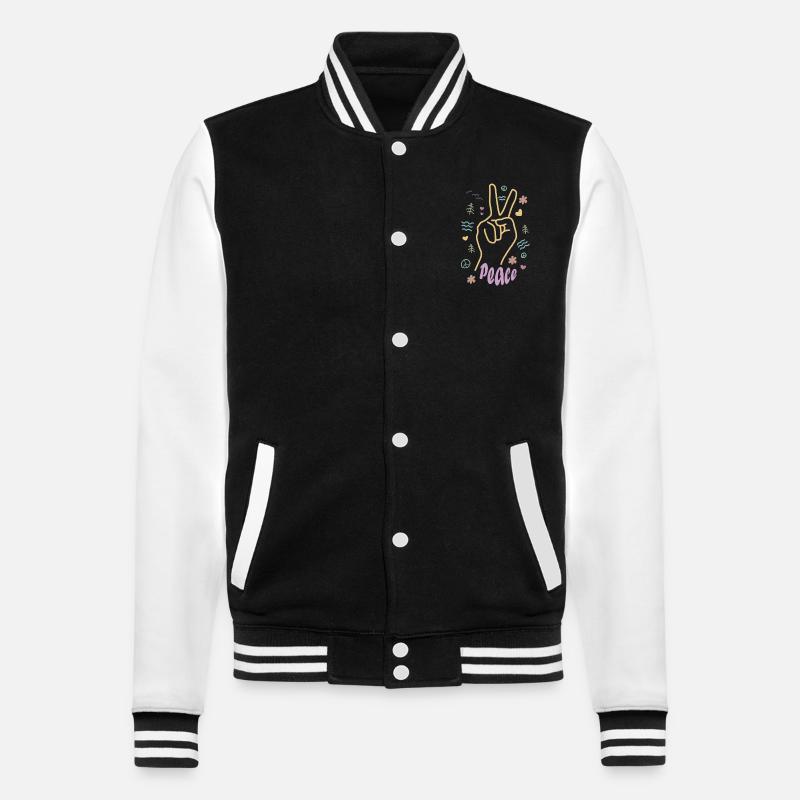 Peace - College-Sweatjacke - Schwarz/Weiß