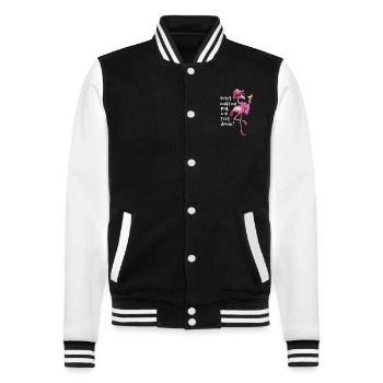 Zwing mich nicht meinen Fuss herunterzunehmen - College-Sweatjacke - Schwarz/Weiß - Vorne - Nik (191cm) & Marisol (170cm)