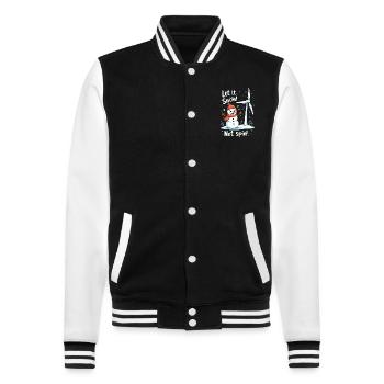 Stop Wind Turbines - Let it Snow, Not Spin - College Sweat Jacket - black/white - Front - Nik (191cm) & Marisol (170cm)