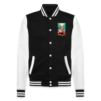 Kawaii Mermaid in a Strawberry Ocean - College Sweat Jacket - black/white - Front - Nik (191cm) & Marisol (170cm)