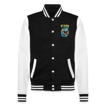 T-Rex Dinosaurier Dino Tyrannosaurus Rex Vintage - College-Sweatjacke - Schwarz/Weiß - Vorne - Nik (191cm) & Marisol (170cm)