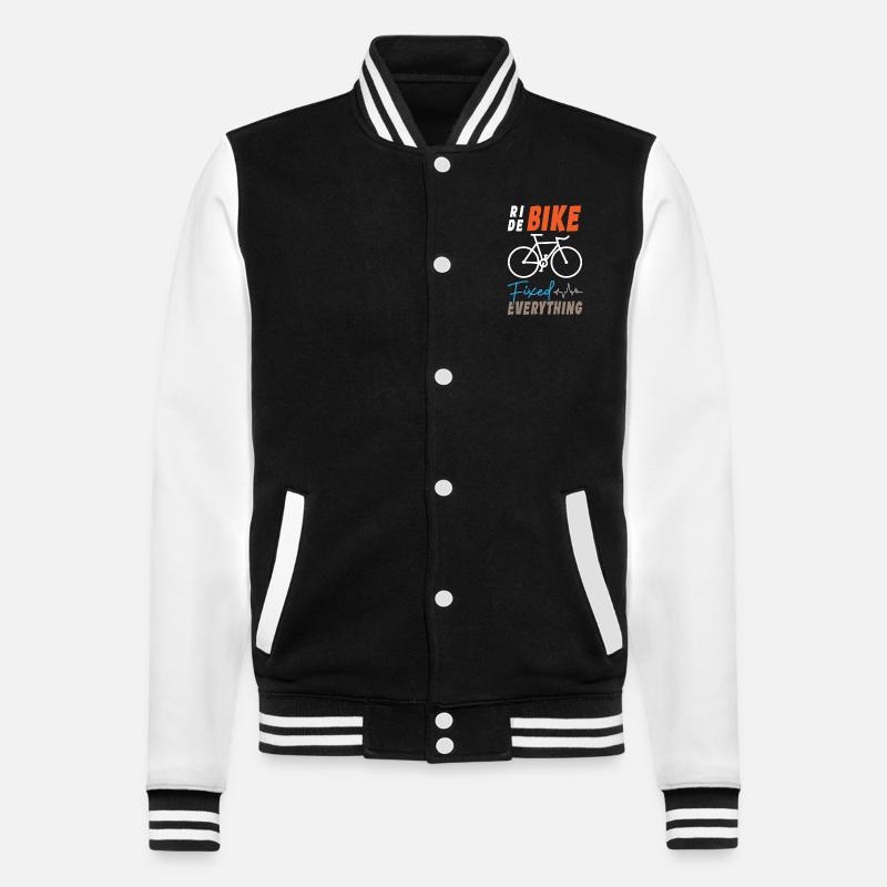 Ride Bike Fixed Everything - College Sweat Jacket - black/white