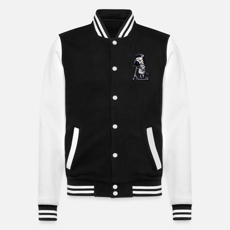 Zebra Kickroller Whimsical Funny Comic - College Sweat Jacket - black/white