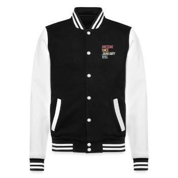 Birthday January 1995 Retro 1995 January - College Sweat Jacket - black/white - Front - Nik (191cm) & Marisol (170cm)