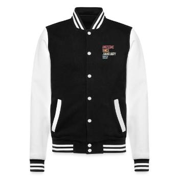 Birthday January 1997 Retro 1997 January - College Sweat Jacket - black/white - Front - Nik (191cm) & Marisol (170cm)