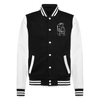 Espressionist - Espresso - Kaffee trinken - College-Sweatjacke - Schwarz/Weiß - Vorne - Nik (191cm) & Marisol (170cm)