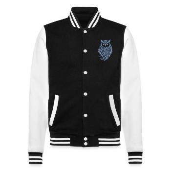 Minimalistische Eule Abstrakte Silhouette - College-Sweatjacke - Schwarz/Weiß - Vorne - Nik (191cm) & Marisol (170cm)