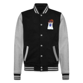 Little ghost with the zodiac sign Pisces - College Sweat Jacket - black/heather grey - Front - Nik (191cm) & Marisol (170cm)