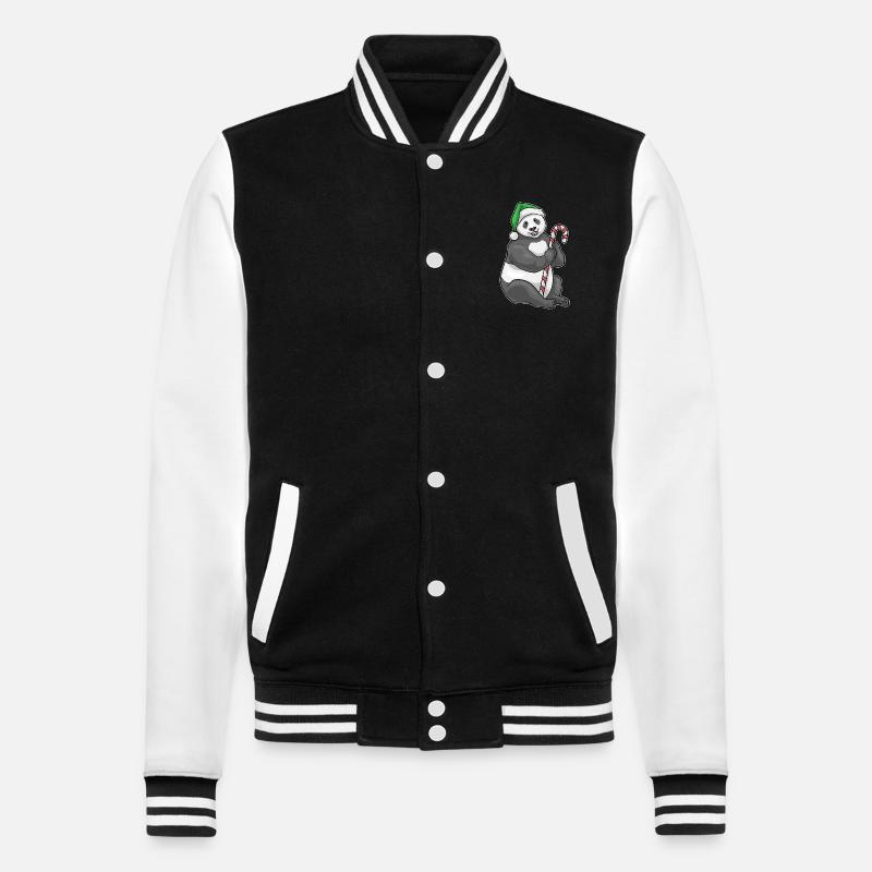 Panda Christmas Candy Cane - College Sweat Jacket - black/white