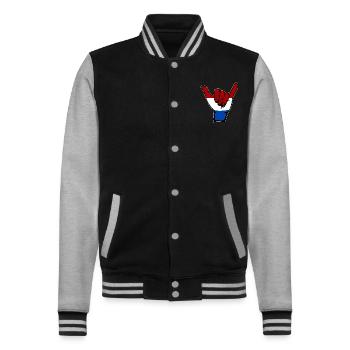 Holland Flag Surfing Symbol - College Sweat Jacket - black/heather grey - Front - Nik (191cm) & Marisol (170cm)