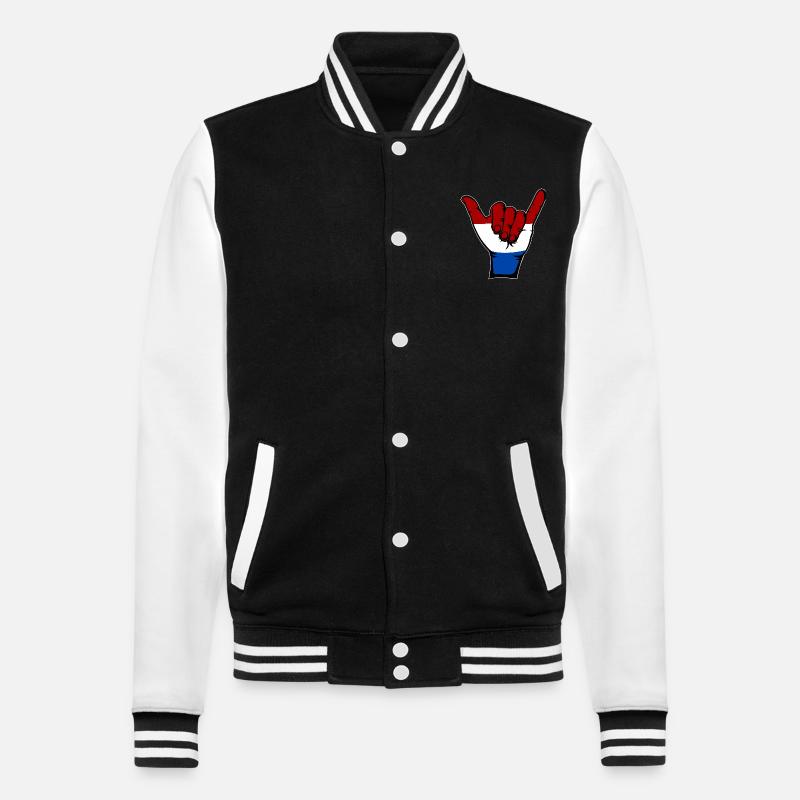 Holland Flag Surfing Symbol - College Sweat Jacket - black/white