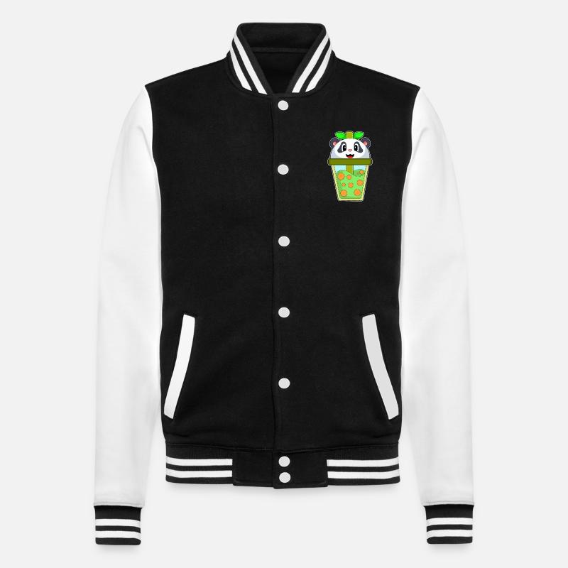 Panda Bubble Tea - College Sweat Jacket - black/white