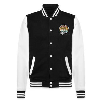 Cadeau d’anniversaire mai 1990 né en mai 1990 - Veste Teddy - noir/blanc - Devant - Nik (191cm) & Marisol (170cm)