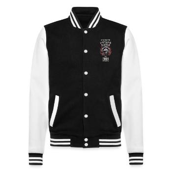 Feuerwehr Legenden sind 2001 geboren - College-Sweatjacke - Schwarz/Weiß - Vorne - Nik (191cm) & Marisol (170cm)
