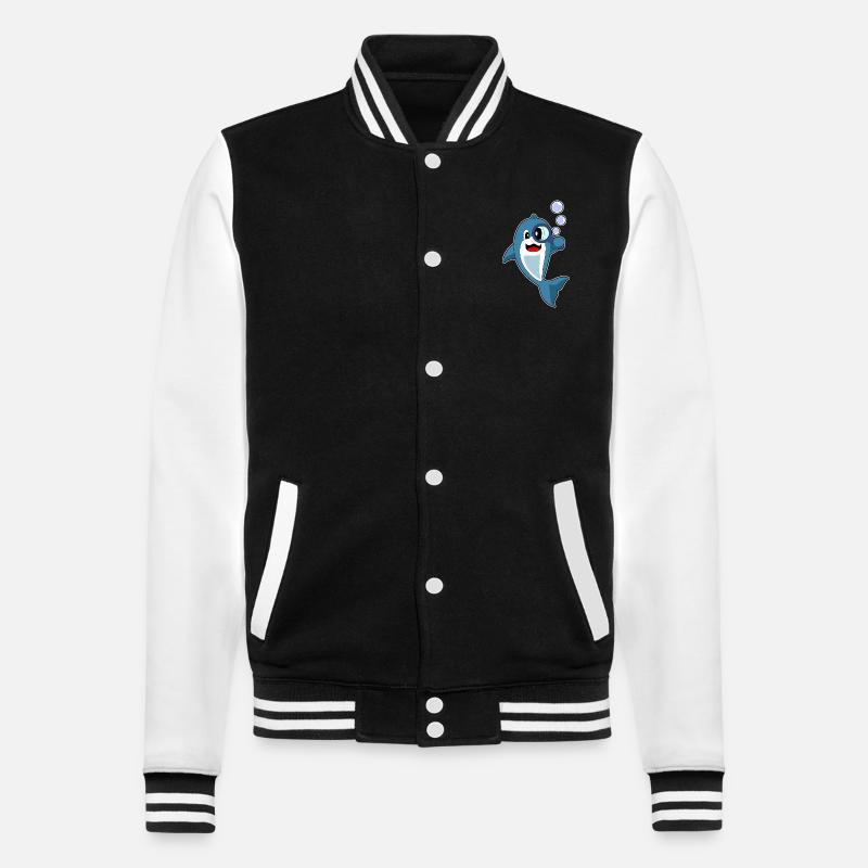 Loupe détective dauphin - Veste Teddy - noir/blanc