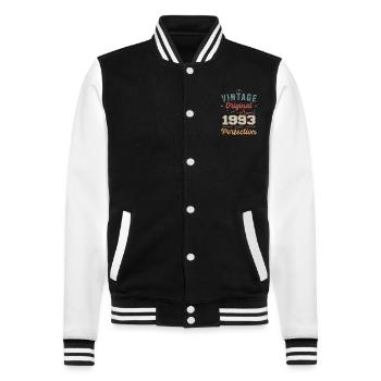 Vintage né en avril 1993 cadeau d’anniversaire - Veste Teddy - noir/blanc - Devant - Nik (191cm) & Marisol (170cm)