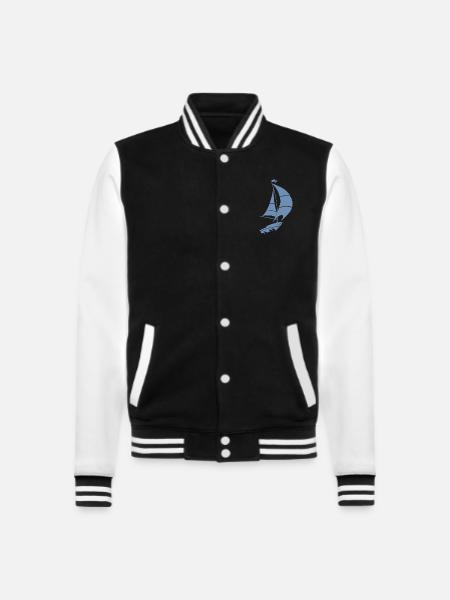 Segelboot Segelyacht Meer Silhouette - College-Sweatjacke - Schwarz/Weiß