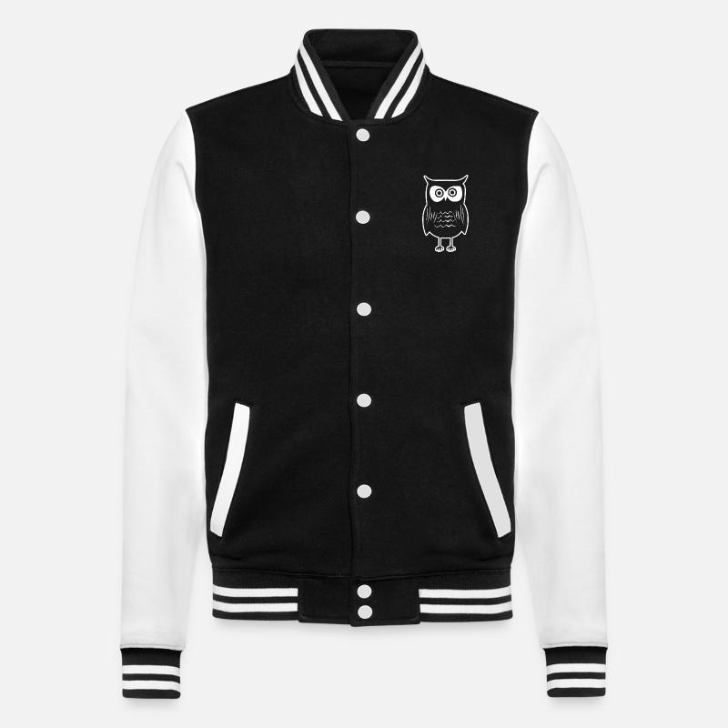 Owl - College Sweat Jacket - black/white