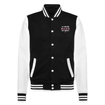 Die beste Mama der Welt Muttertag - College-Sweatjacke - Schwarz/Weiß - Vorne - Nik (191cm) & Marisol (170cm)