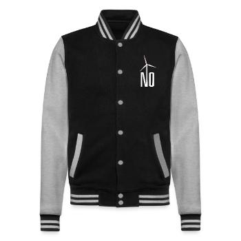 NO! Wind turbine no thanks - danger for birds - College Sweat Jacket - black/heather grey - Front - Nik (191cm) & Marisol (170cm)