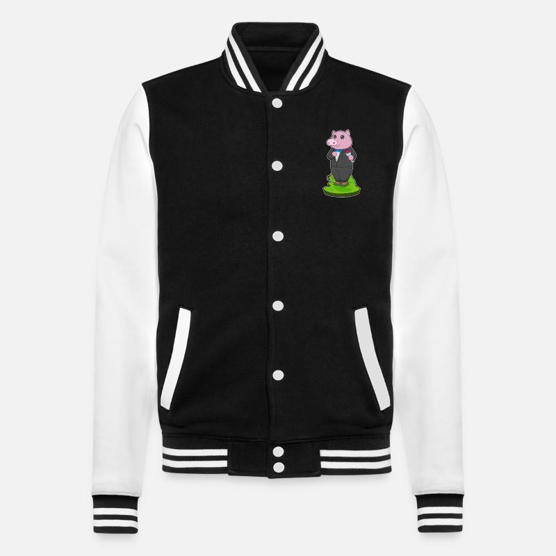 Pig Groom Jacket Wedding - College Sweat Jacket - black/white