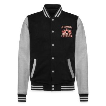 In Carnival I Found My Freedom Circus Performer - College-Sweatjacke - Schwarz/Grau meliert - Vorne - Nik (191cm) & Marisol (170cm)