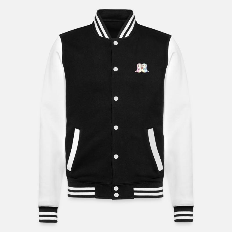 Phoque Couple Amour Saint-Valentin - Veste Teddy - noir/blanc