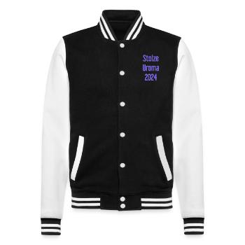 Proud great-grandma 2024 - College Sweat Jacket - black/white - Front - Nik (191cm) & Marisol (170cm)