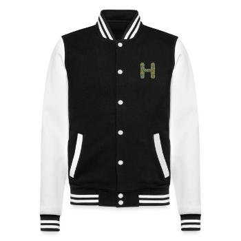 Colorful Heart H Design – Unique & Stylish! - College Sweat Jacket - black/white - Front - Nik (191cm) & Marisol (170cm)