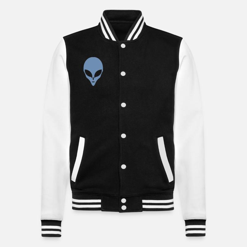 Alien Silhouette Head Face - Veste Teddy - noir/blanc