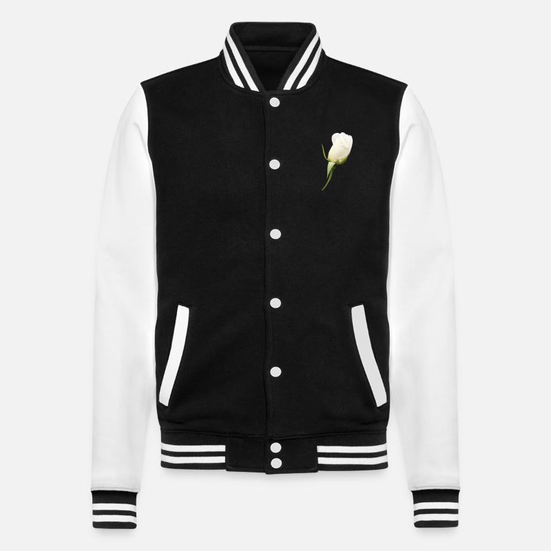 fleur blanche rose blanche - Veste Teddy - noir/blanc