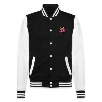 32 Number Jersey Crown - College Sweat Jacket - black/white - Front - Nik (191cm) & Marisol (170cm)