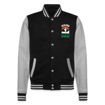 Hiking Dad - College Sweat Jacket - black/heather grey - Front - Nik (191cm) & Marisol (170cm)